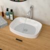 Modern Semi Recessed Ceramic Bathroom Sink With Vessel Design - White - Image 4