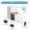 Mobile 3 Drawer File Cabinet With Lock, Metal Organizer For Home Office - Black - Image 9