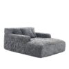 Chenille Interior Lazy Sofa Chaise Longue Armchair With 3 Pillows And Armrests - Gray - Image 14
