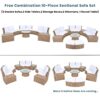 10 Piece Outdoor Sectional Half Round Patio Rattan Sofa Set, Wicker Conversation Furniture Set For Free Combination - White - Image 9