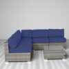 6 Piece Wicker Patio Furniture Set With Cushions, All Weather - Gray Mix / Navy Blue - Image 2