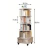 5 Tier Rotating Bookshelf With Wheels And Drawer, 360° Spinning Design, Space Saving Storage, For Home And Office - White - Image 3