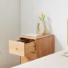 Free-Standing Corner Storage Cabinet For Living Room, Three Drawers - Solid Oak - Image 3