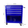 4 Drawers Multifunctional Tool Cart With Wheels - Blue - Image 3