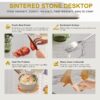Modern Rectangular Dining Table For 6 - 8, Plated Hourglass Base, Sintered Stone Top - Gold / White - Image 6