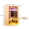2 Persons Large Glass Front Deluxe Version Hemlock Far Infrared Corner Sauna Room - Natural - Image 3
