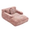 Chenille Interior Lazy Sofa Chaise Lounge Armchair With Pillows And Armrests - Pink - Image 11