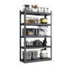 Industrial Metal 5 Tier Storage Shelves, Adjustable Heavy Duty Garage Shelving Unit - Brushed Nickel - Image 13