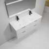 Modern Floating Bathroom Vanity With Dual Resin Sink, Soft Close Drawers - White - Image 6
