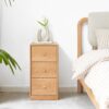 Free-Standing Corner Storage Cabinet For Living Room, Three Drawers - Solid Oak - Image 9