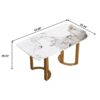 63" Modern Artificial Stone Pandora White Curved Metal Leg Dining Table, 6 People - Antique White - Image 12