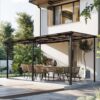 Outdoor Pergola Gazebo, Wall Mounted Lean To Metal Awning Gazebo With Roof, Large Heavy Duty For Patio, Decks, Backyard - Gray - Image 11