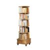 6 Tier Rotating Bookshelf With Wheels And Drawer, 360° Spinning Design, Space Saving Storage, For Home - Wood - Image 11