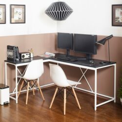 Olympus - Wood And Metal Corner Desk And Water And Heat Resistant Eco Friendly - Dark Gray
