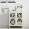 Modern Retro Sideboard Buffet Storage Cabinet With Adjustable Shelves And Tempered Glass Doors - Cream Color - Image 6