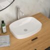 Modern Semi Recessed Ceramic Bathroom Sink With Vessel Design - White - Image 5