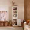 Retro Style 75'' Tall Display Shelf With Cabinet For Hallways Living Room Kitchen - White - Image 6