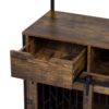 Furniture Style 2 In 1 Pet Friendly Dog Crate Composite Desk Hutch - Rustic Brown - Image 12