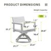 Outdoor Patio Swivel Rocker With Outdoor Grade Sunbrella Fabric Cushions (Set of 2) - Grayish - Image 7