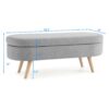 Ottoman Oval Storage Bench With Rubber Wood Legs Linen - Gray - Image 3