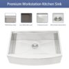 Farmhouse Workstation Kitchen Sink With Apron Front, Stainless Steel 16 Gauge - Brushed Nickel - Image 5