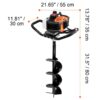 Vevor Gas Post Hole Digger 52Cc 1450W With 8 Drill Bits & Extension Rod Aluminium Alloy - Black - Image 3