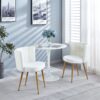 Modern Dining Chair (Set of 2) With Iron Tube Wood Color Legs, Shorthair Cushions And Comfortable Backrest, Suitable For Dining Room, Living Room, Cafe, Simple Structure - White - Image 12