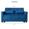 3 In 1 Convertible Sofa Bed With Reclining Backrest And Pillows - Blue - Image 5