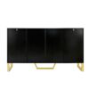 Modern Sideboard With Four Doors, Metal Handles & Legs And Adjustable Shelves Kitchen Cabinet - Black - Image 9