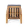 Patio Lounge Chair, Outdoor Club Chair - Dark Gray / Teak - Image 10