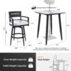 5 Pieces Modern Outdoor Patio Bar Set, Rounded Square Table & 4 Swivel Bar Chairs, Non Rust Frame, Tapered Legs, Sunbrella Cushion - Ember Black / White - Image 3