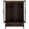 Modern Style Tall Display Cabinet With LED Lighting, Tempered Glass Door, 2 Drawers - Black / Dark Walnut - Image 7