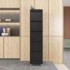 Heavy Duty Metal 5 Drawer Vertical File Cabinet With Lock And Wheels For Home Office - Brushed Nickel - Image 15