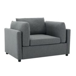 Wide Modern Oversized Armchair With Ottoman Stool, Single Sofa With Lumbar Support, Accent Chair, Reading Chair For Bedroom, Living Room - Dark Gray