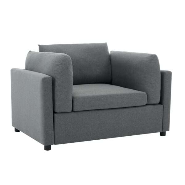 Wide Modern Oversized Armchair With Ottoman Stool, Single Sofa With Lumbar Support, Accent Chair, Reading Chair For Bedroom, Living Room - Dark Gray