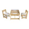 3 In 1 Kids Study Table & Chairs Set Multi Functional Activity Table With Detachable Blackboard Top - Natural Wood - Image 13