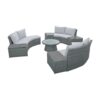 10 Piece Outdoor Sectional Half Round Patio Rattan Sofa Set, Wicker Conversation Furniture Set For Free Combination - Light Gray - Image 12