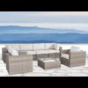 6 Person All Weather Rattan Patio Seating Set With Cushions - Gray Mix - Image 2