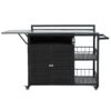 Outdoor Kitchen Island With Storage, Cooking Station, Grill Cart, Foldable Tabletop, And Bottle Opener - Dark Brown - Image 18