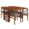 5 Piece Extendable Wood Square Dining Table Set With 2 Drop Leaves, Compact Storage Shelf Kitchen Table Set With Upholstered Chairs For 4 - Brown - Image 8
