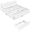 Modern King Size Upholstered Bed With Storage Drawer Solid Frame - Beige - Image 2