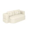 2 In 1 Foldable Sofa Plush Corduroy Sofa Convertible Floor Sofa Bed Deep Seating With Multi Functional Blanket Suitable For Living Rooms - Beige - Image 14