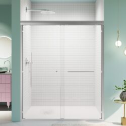 Semi-Frameless Double Sliding Shower Door, Bypass Shower Door, 1 / 4" (6Mm) Thick SGCC Tempered Glass Door - Chrome
