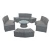 10 Piece Outdoor Sectional Half Round Patio Rattan Sofa Set, Wicker Conversation Furniture Set For Free Combination - Light Gray - Image 14