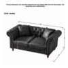Chesterfield Sofa, High Tech Fabric Roll Armrest - Black - Image 3