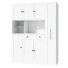 Freestanding Buffet With Hutch, Large Kitchen Pantry Storage Cabinet Cupboard With Pull Out Side Cabinet, Door Shelves And Drawer - White - Image 7