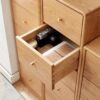 Free-Standing Corner Storage Cabinet For Living Room, Four Drawers - Solid Oak - Image 7