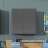 Metal Wall Mounted Tool Storage Cabinet With 2 Locking Doors, Adjustable Shelf, And Drawer - Black - Image 9