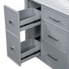 Bathroom Vanity With Ceramic Sink, Flip Out Drawer Design For Plumbing, Soft Close Drawers Painted Cabinet With Solid Wood Legs - Gray - Image 23