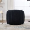 Upholstered Oversized 360 Degree Swivel Accent Barrel Chair And Half Cozy Sofa With 3 Pillows, Channel Tufted Pumpkin Shape Club Armchair For Living Room, Bedroom, Office, Lounge - Black - Image 6